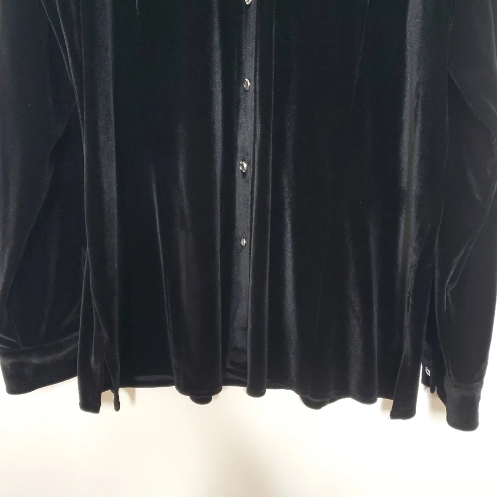 Vintage Quacker factory Velvet Shirt Sz XL Minimalist Velour Dark Academia Goth - Picture 6 of 11